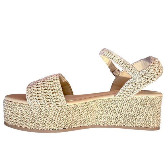 Madden Girl Women Beige Crochet Platform Sandals With Adjustable Strap 9 NWOB - Picture 5 of 8